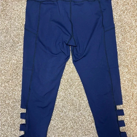 Blue Leggings with Pockets and Side Details - Picture 2 of 5